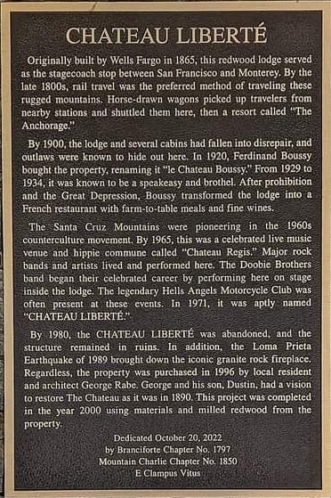 Chateau Liberté historical marker plaque