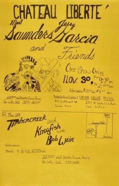 Saunders Garcia and Friends · One Show Only · Nov. 30 · Timbercreek · Kingfish · Bob Weir